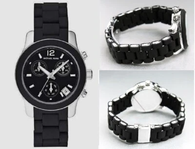 Michael Kors Color Argento, Silicone Nero Avvolto Band.chronograph WATCH-MK5442 - Immagine 1 di 3