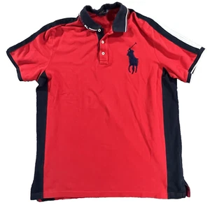 Polo Ralph Lauren Herren rot blau Akzent Big Pony Poloshirt klassische Passform Gr. Large - Bild 1 von 12