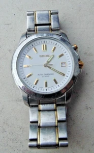 Mens Seiko Auto Calendar Quartz Watch Need Battery Metal Band Water 10 Bar Japan - Picture 1 of 11