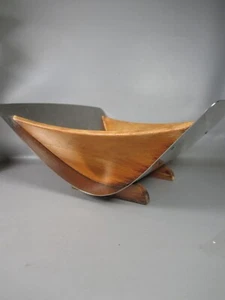 mid century Arthur Salm teak ss kalmar fruit bowl AS sweden danish mcm vintage - Picture 1 of 6