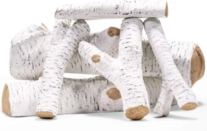 6-Pieces Ceramic Wood Gas Fireplace Log Set - Picture 1 of 4
