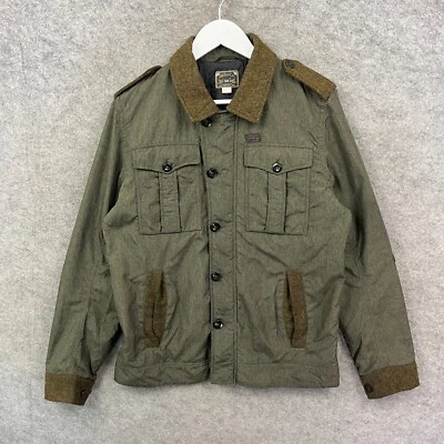 Chaqueta Diesel Para Hombres Grande Verde Jhupp Delgada M65 Campo Militar Utilidad Codo Parche Foto 1 de 4