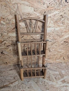 VINTAGE RETRO SMALL BAMBOO WALL ATRACHED LETTER RACK KEY HOLDER FURNITURE - Picture 1 of 6
