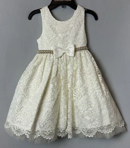American Princess Dress Girls 5 Ivory Floral Pearls Sleeveless - Picture 1 of 19