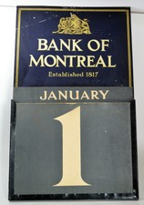 Vintage Bank of Montreal Advertising Metal Perpetual Date Calendar 