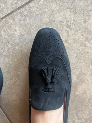 Mocasines para mujer J.CREW Georgie de gamuza con borlas talla 8 negros Foto 1 de 4