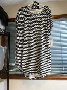 Neu mit Etikett 3xl 3x Lularoe Mitzi Top Shirt mit Taschen und Schärpe Hahnentritt B&W - Bild 1 von 8