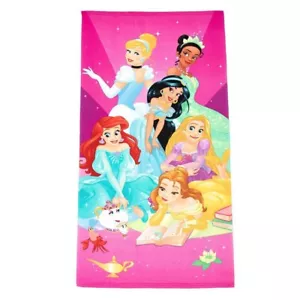 Princess Ariel Belle Cinderella Jasmine Rapunzel Tiana Beach Bath Pool Towel 27" - Picture 1 of 4