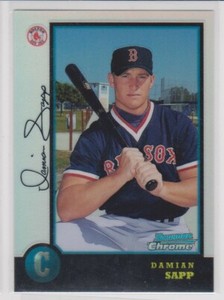 DAMIAN SAPP 1998 BOWMAN CHROME REFRACTOR RED SOX