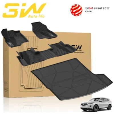 3W TPE Floor Mats & Cargo liner For Acura RDX 2019-2024 All Weather Custom Fit - Image 1 of 4