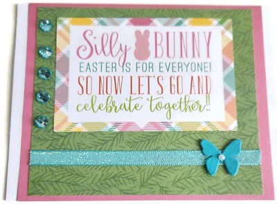 EASTER Holiday SILLY BUNNY Greeting Card - Handmade A7 Size SALE - Image 1 of 2