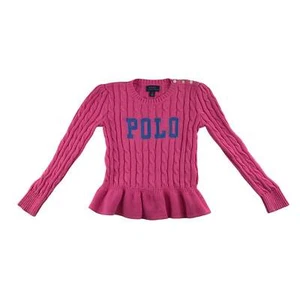 Ralph Lauren Pullover 5-6 Jahre Rosa Zopfmuster Schößchensaum Baumwolle - Bild 1 von 9