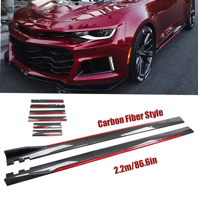 Carbon Fiber 2.2m Side Skirt Extension Spoiler Splitter For Chevy Camaro ZL1 Foto 1 de 4