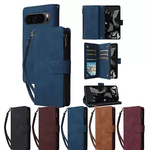 For Google 9 ProXL 9 8Pro 8 7A PU Leather Stand Zipper Pocket Wallet Case+Strap - Picture 1 of 17