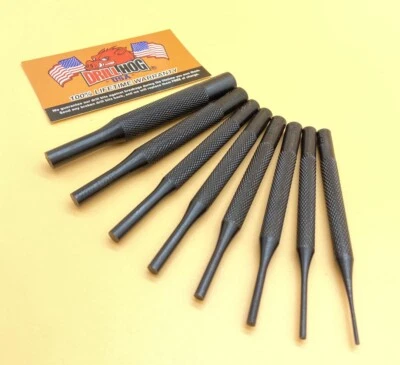 Drill Hog® 8 Pc Pig Steel M60 Punch Set Drift Pin Punch Set Roll Spring Gunsmith - Image 1 of 4