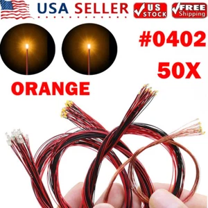 50PC Pre Wired Orange #0402 SMD LEDs Lighting Kits Pre-soldered Micro LEDs - Picture 1 of 15