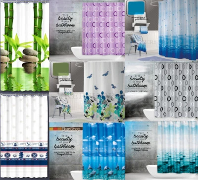 Badewannenvorhang Textil Duschvorhang ( 120 / 180 / 240 ) x 200 cm inkl. Ringe - Bild 1 von 4