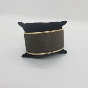 goldfarbenes Manschettenarmband mit braunem Haareinsatz - Bild 1 von 5