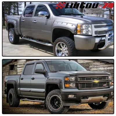 Pocket Rivet Wheel Fender Flares Fit For 2007-13 Chevy Silverado 1500 2500HD  Foto 1 de 4