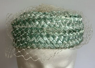 Sombrero pastillero vintage de paja verde para mujer para cabezas pequeñas Foto 1 de 4