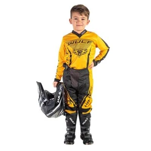Wulfsport Cub Linear Kids Motocross Jersey Trousers Gloves Motorcycle Kit Yellow - Picture 1 of 5