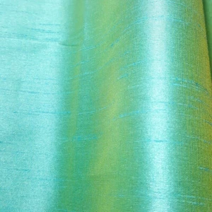 TURQUOISE YELLOW FAUX SILK DUPIONI FABRIC TWO TONE IRREDESCENT 56" BY THE YARD - Picture 1 of 8
