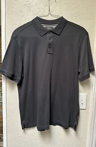 Nordstrom Mens Shop Polo Shirt Black Short Sleeve 100% Cotton Classic Preppy L