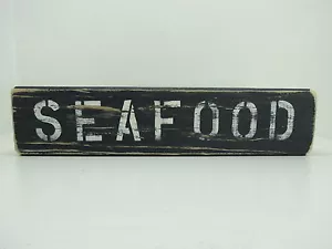 15 INCH WOOD HAND PAINTED SEAFOOD SIGN NAUTICAL MARITIME (#S666) - Picture 1 of 4