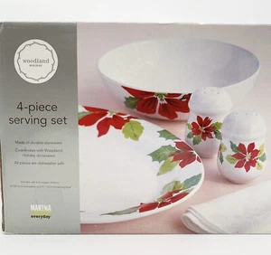 Martha Stewart Woodland Holiday Weihnachtsstern 4-teiliges Servierset Neu im Karton Weihnachten - Bild 1 von 4