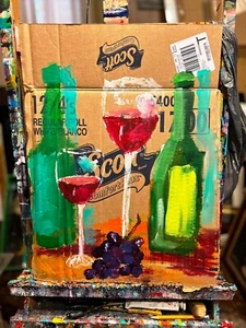 1 of SERIES of 6 unique PAINTINGS WINE upcycled original SWARTZMILLER DNA SIGNED - Picture 1 of 21