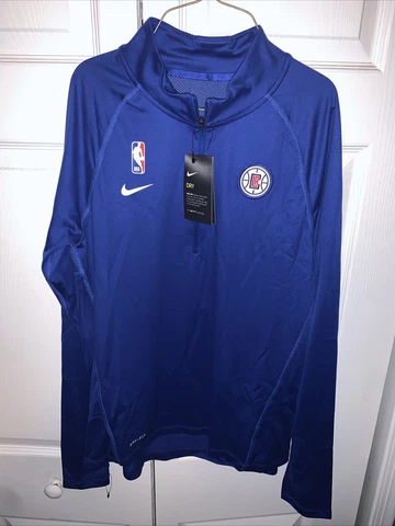 WOMENS Nike DRI FIT NBA LA CLIPPERS 1/4 ZIP SWEATER TOP SZ M BLUE NEW Cover