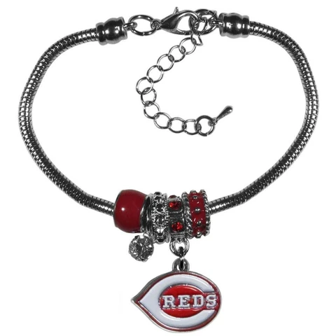 Cincinnati Reds Euro Bead Style Bracelet [NEW] MLB Wrist Jewelry Necklace Cover
