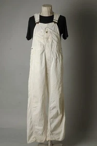 VTG 60'S Sears White Denim Bib Overalls Union Made - Picture 1 of 24