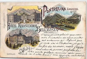 Svizzera - PONTRESINA (GR) Hotel Kronenhof - LITHO - Ed. H. Guggenheim - Picture 1 of 2