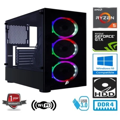 AMD RYZEN 5 3600 4.2GHz 6 CORE 8GB RAM 1TB HDD NVIDIA GEFORCE GTX1650 GAMING PC - Image 1 of 4