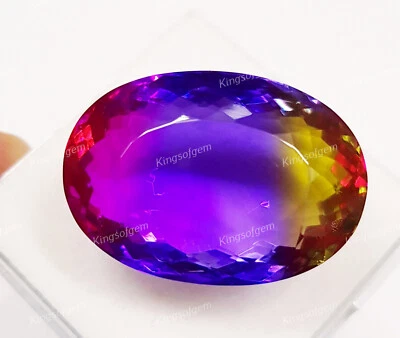 77 Ct Doublet Glass Stone Multi Color Tourmaline Oval Cut Stone Loose Gemstone - Image 1 of 4