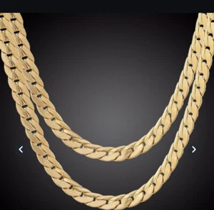 COLLAR CLAVÍCULA CADENA DE ESLABONES DE CADENA DE ESLABONES DORADO 18K 26"" CLUB FIESTA HIPHOP. - Imagen 1 de 9