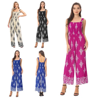 Damen Loungewear Tanz Rompers Ärmellos Pullover Reisen Boho Stil Sommer Sling - Bild 1 von 4