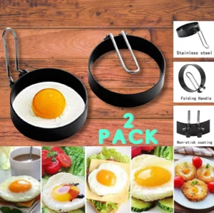 2pcs Egg Cooker Rings Egg Fried Mold Ring Mold Fried Egg Shaper Non-Stick Shaper - Picture 1 of 14