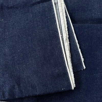 Vtg Denim Fabric Dark Wash Indigo Blue Medium Weight Selvedge 42" x 70" 80s 90s - Image 1 of 4
