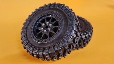 Soft RC Crawler Tyres with Bead Lock Wheels - 72mm 5mm hex WPL & MN models 4pcs