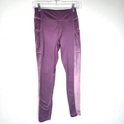Victoria’s Secret PINK Active Mauve Ice Velour Side-Stripe Leggings, Size S - Image 1 of 4