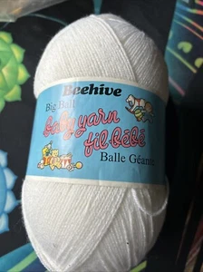Coats Beehive Baby Yarn Vintage 1 BIG BALL skein White 8 3/4 Oz , 250 g - Picture 1 of 4