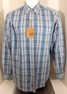 Rot Camel Hemd Herren Größe M Blau Kariert Button Down Langarm Neu mit Etikett - Bild 1 von 11