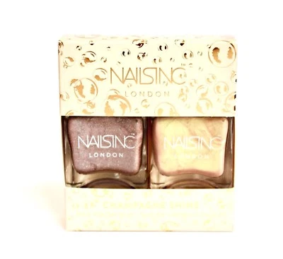 NAILS INC Champagne Shine ESMALTE DE UÑAS DÚO 2 x Talla Completa NUEVO con CAJA ENVÍO GRATUITO EL MISMO DÍA Foto 1 de 3