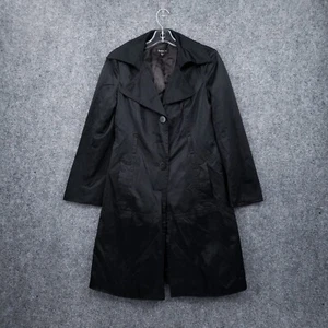 Bebe Jacket Womens S Small Balck Trench Coat Button Front Long Sleeves Outdoor - Picture 1 of 14
