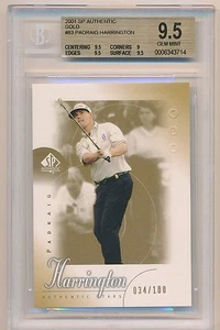 2001 UD SP Authentic GOLD Rookie Padraig Harrington 034/100 BGS 9.5 Gem Mint - Picture 1 of 2