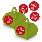 itenga SET Frohe Ostern 10x Geschenkschachtel grün rote Aufkleber Geschenk Box