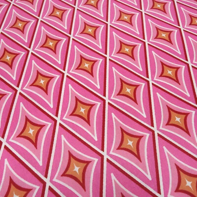 COTTON LAND Fabric Cotton Poplin Circus Diamond Diamonds Pink Rose White Dress Fabric
