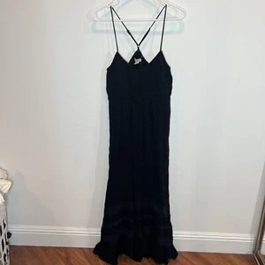 Vestido Billabong Damas Grande Negro Fluido con Volantes Dobladillo Desigual Sin Mangas Usado en Excelente Condición B11 - Imagen 1 de 6